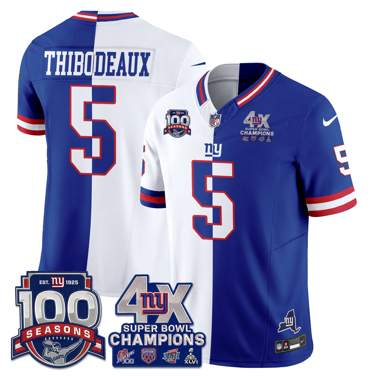 NYG 4X SBowl Split Edition Vapor Jersey - Stitched