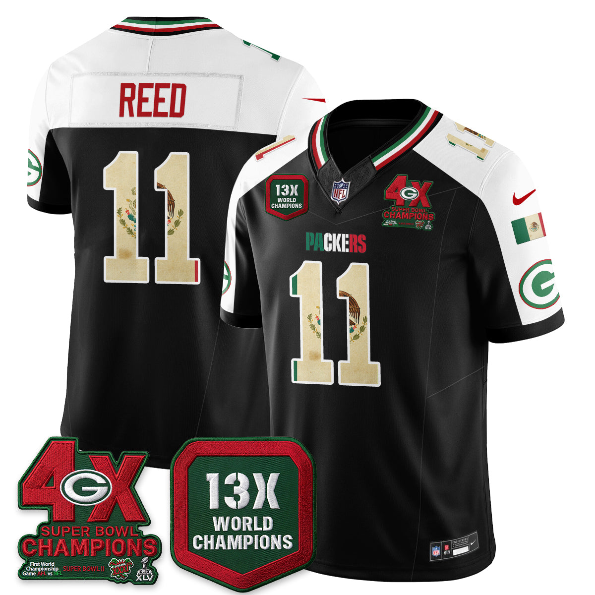 Green Bay Packers Mexico Edition Vapor Jersey - Stitched