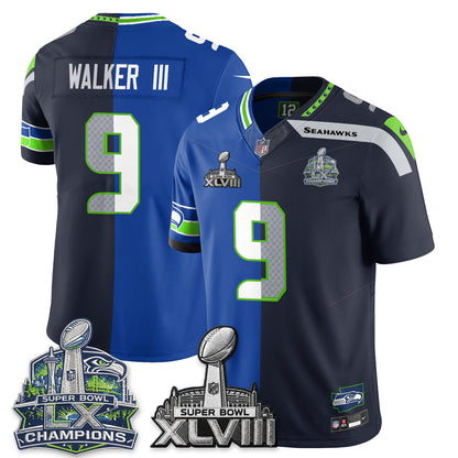 Seattle Seahawks S.Bowl Champs Split Edition Vapor Jersey - Stitch