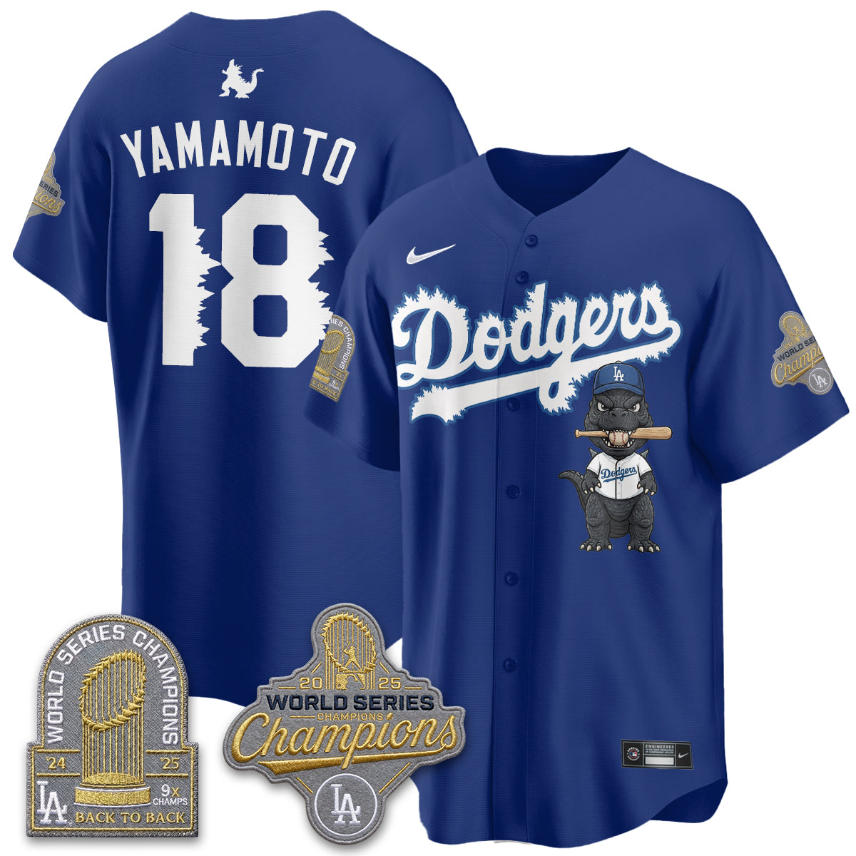 Los Angeles Dodgers x Godzilla Vapor Jersey- Stitched