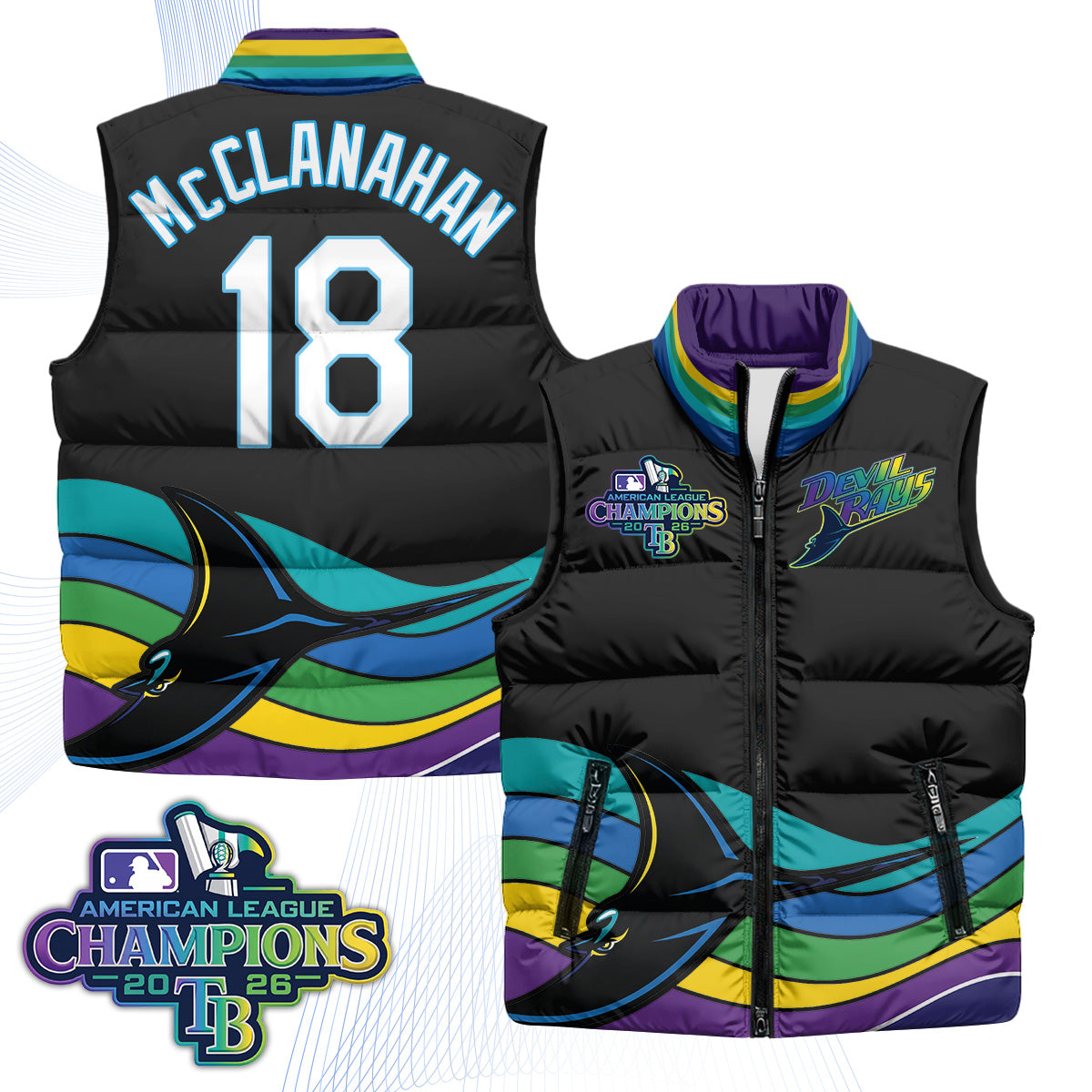 Tampa Bay Rays 2026 AL Champions Limited Puffer Vest - Printed