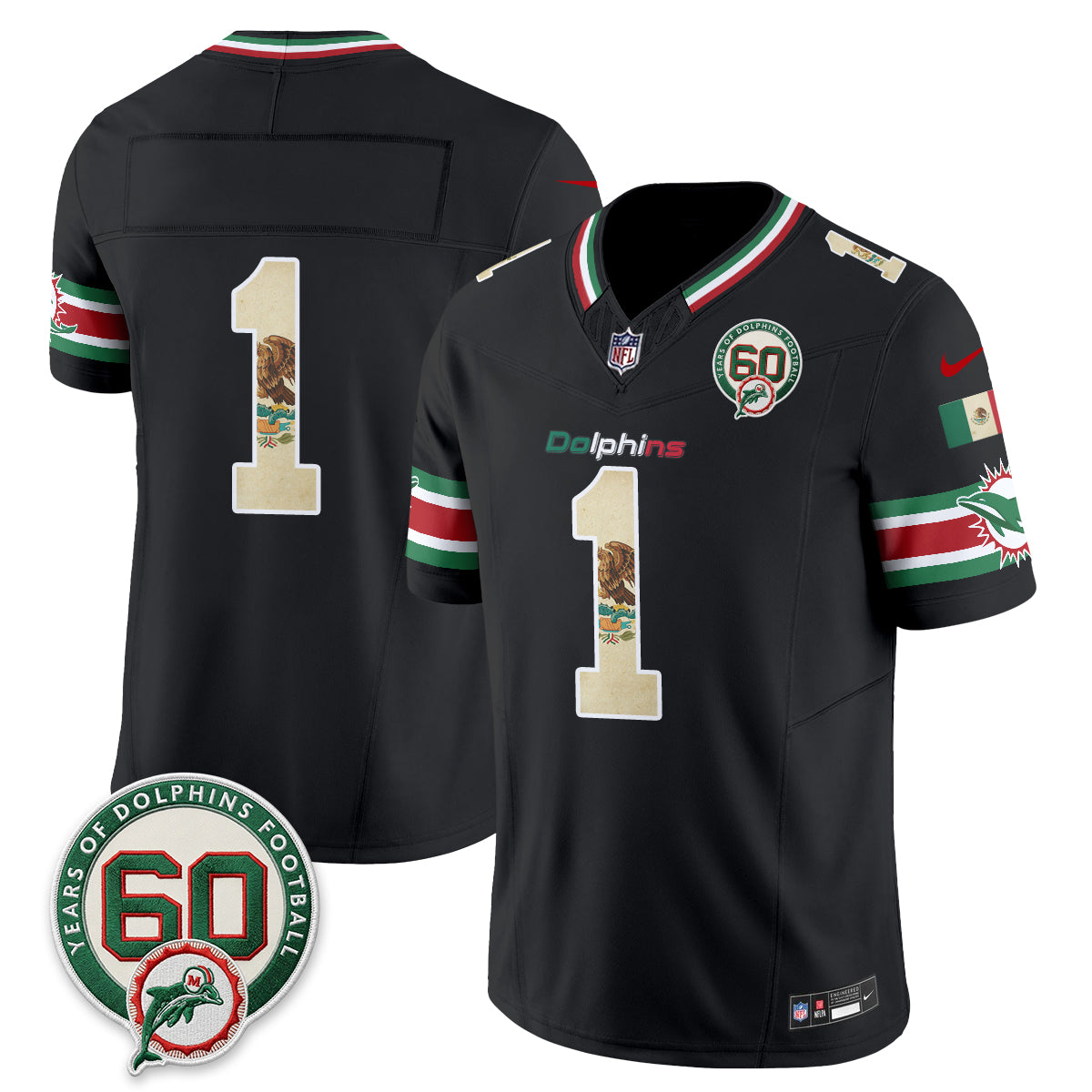 Miami Dolphins Mexico Edition Vapor Jersey - Stitched