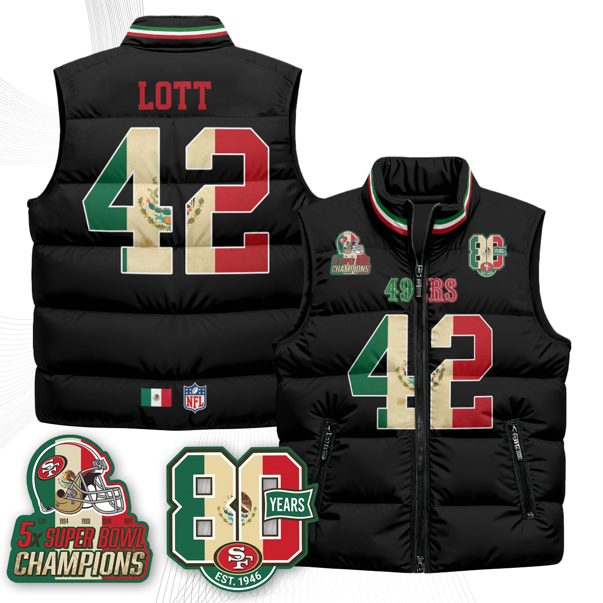 SF Mexico Style Puffer Vest - Printed