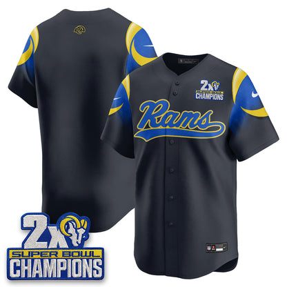 Los Angeles Rams 2X Champs Rivalries Baseball Vapor Jersey - Stitched
