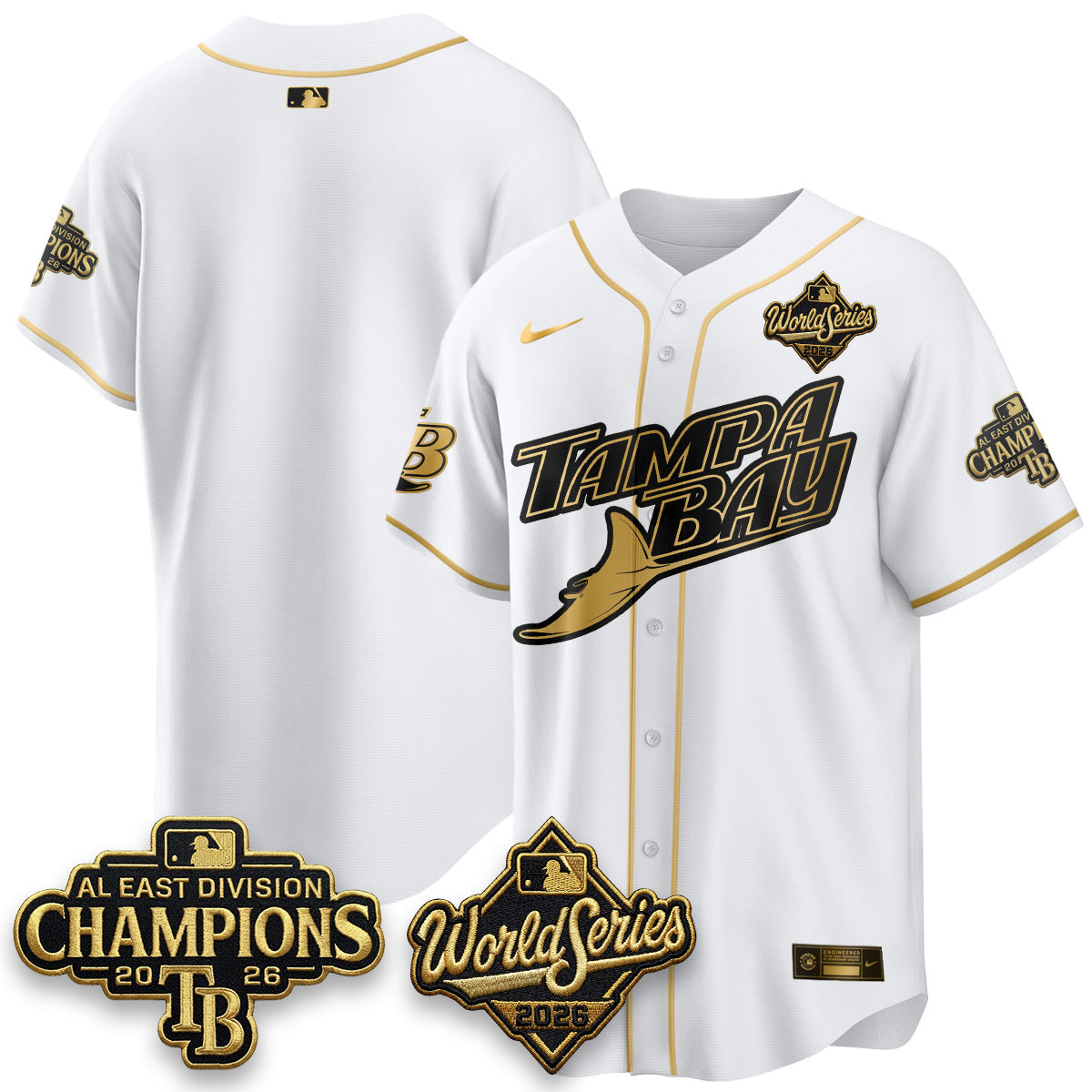 TB 2026 AL Champions Gold Edition Vapor Jersey - Stitched