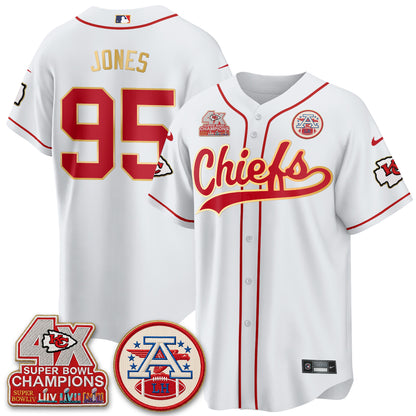 Kansas City Chiefs 4X Champs Gold Trim Edition Vapor Baseball Jersey - Stitched