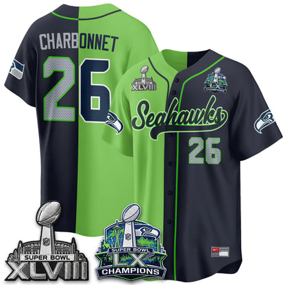 Seattle Seahawks S.Bowl Champs Split Baseball Vapor Jersey V1- Stitched
