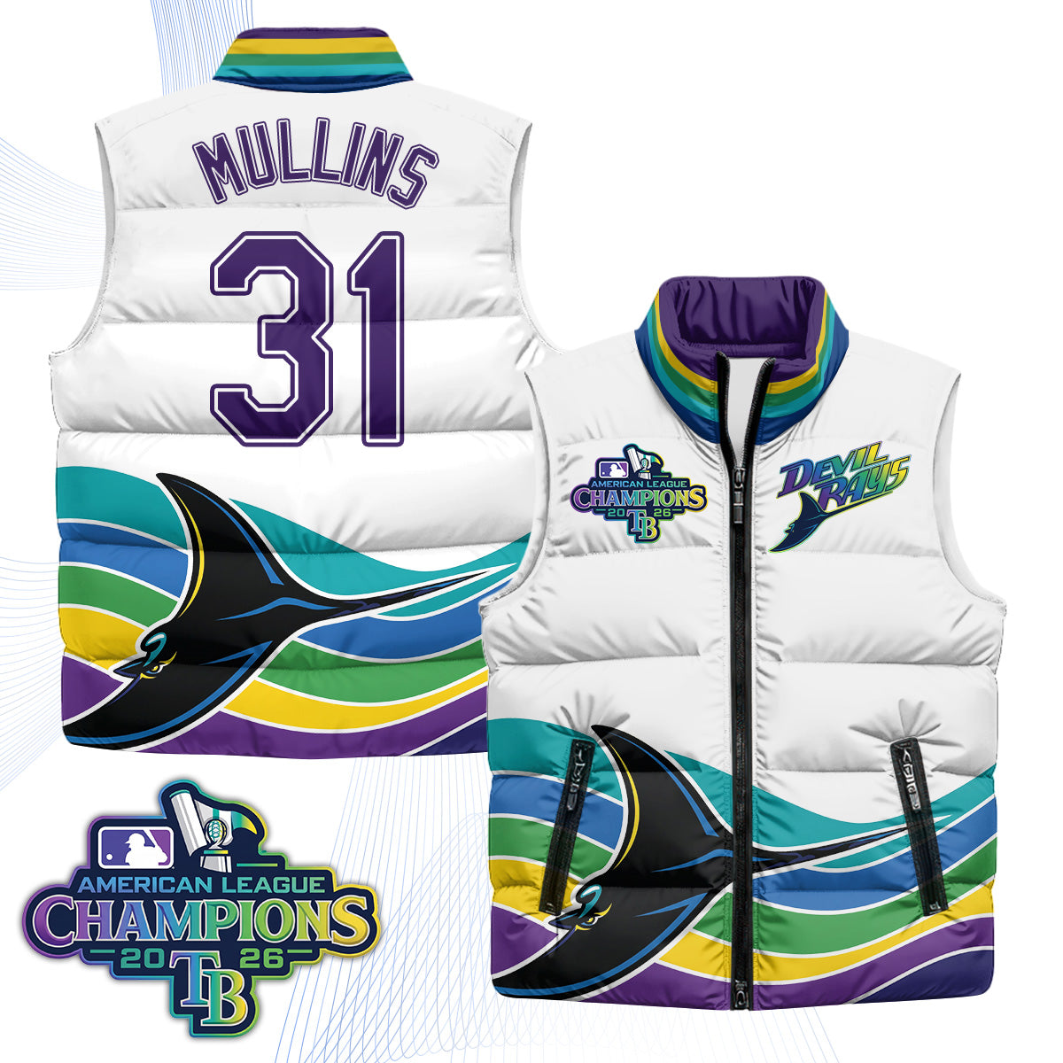Tampa Bay Rays 2026 AL Champions Limited Puffer Vest - Printed