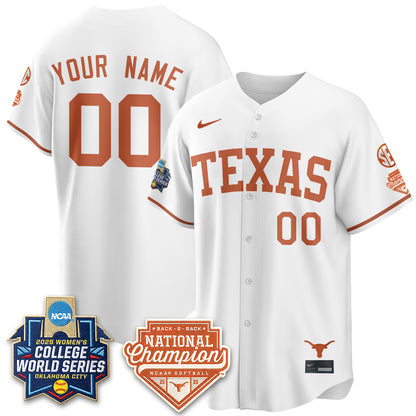 Texas Longhorns Softball 2026 World Series (WCWS) Vapor Premier Limited Custom Jersey - B2B Champs - All Stitched