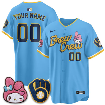 Milwaukee Brewers x Pink Sanrio Friend Edition Vapor Custom Jersey - Stitched