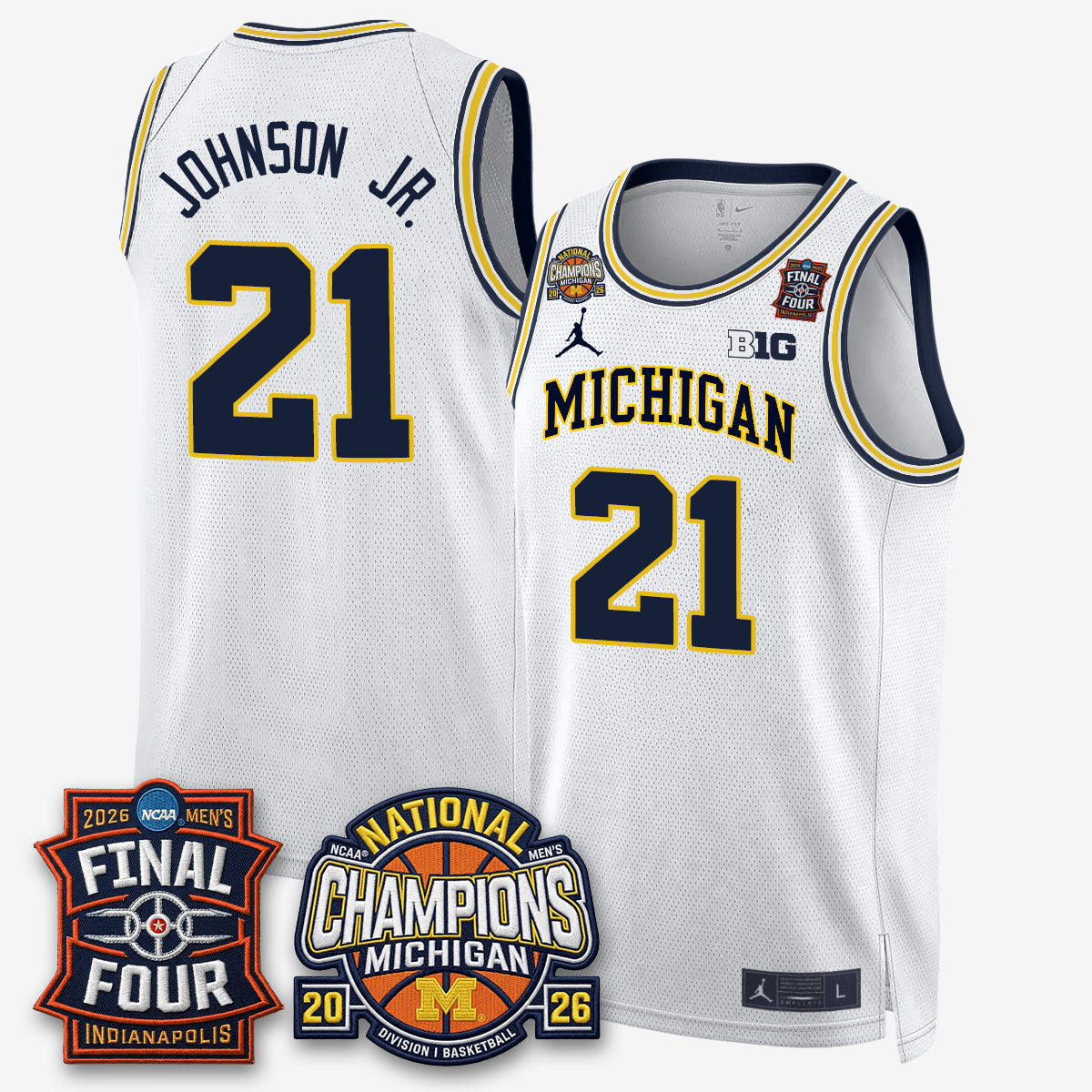 MICH Basketball National Champions Big Text Limited Vapor Jersey - All Stitched
