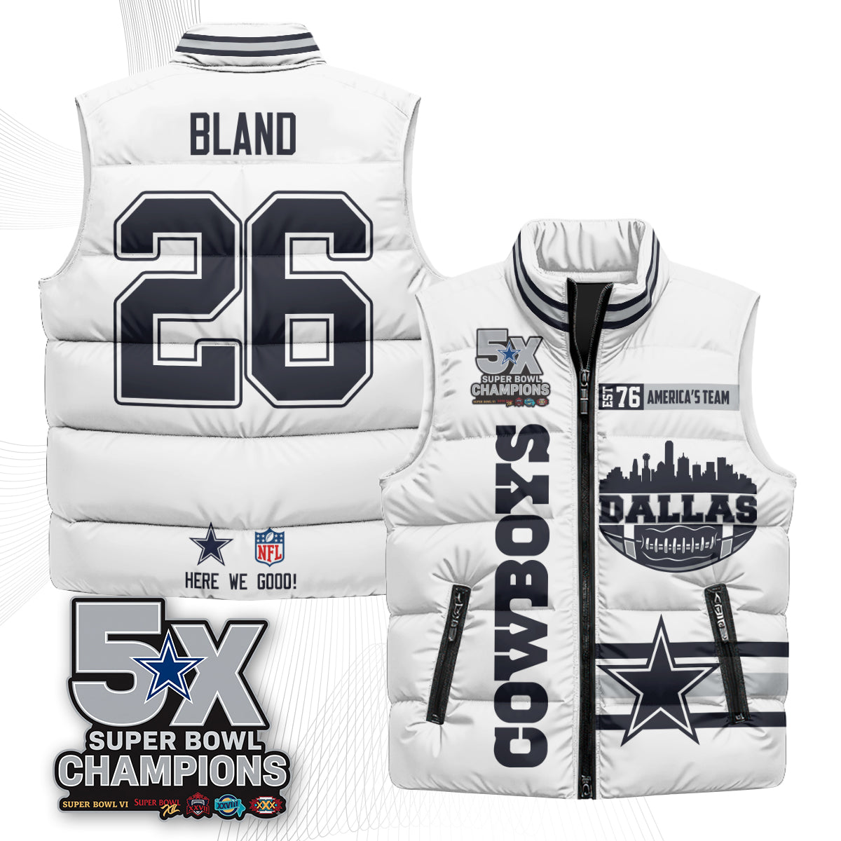 DAL "America's Team" Puffer Vest - Printed