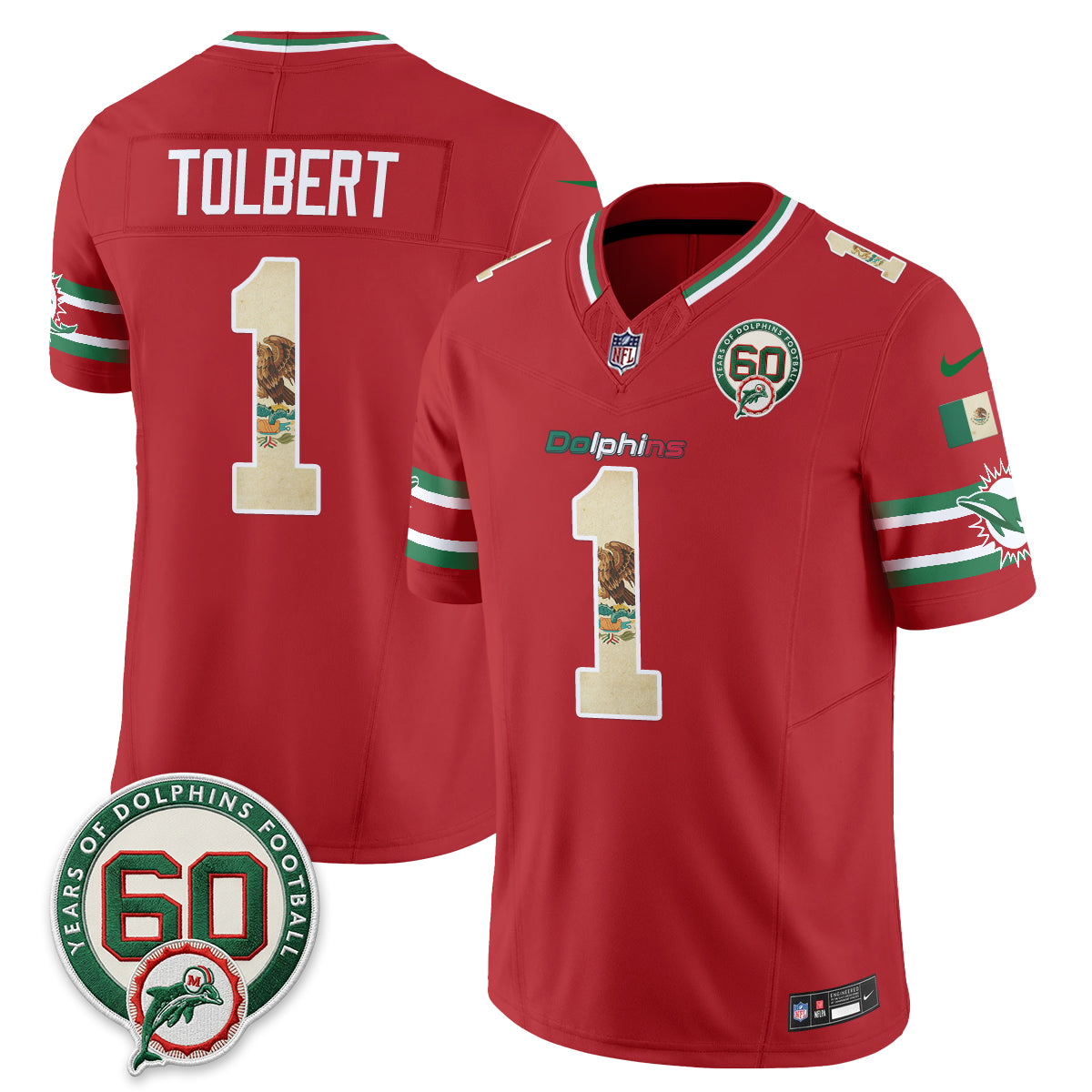 Miami Dolphins Mexico Edition Vapor Jersey - Stitched