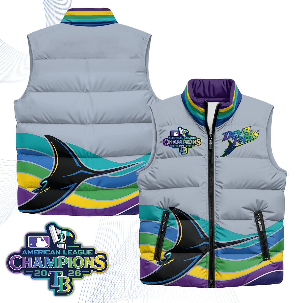 Tampa Bay Rays 2026 AL Champions Limited Puffer Vest - Printed