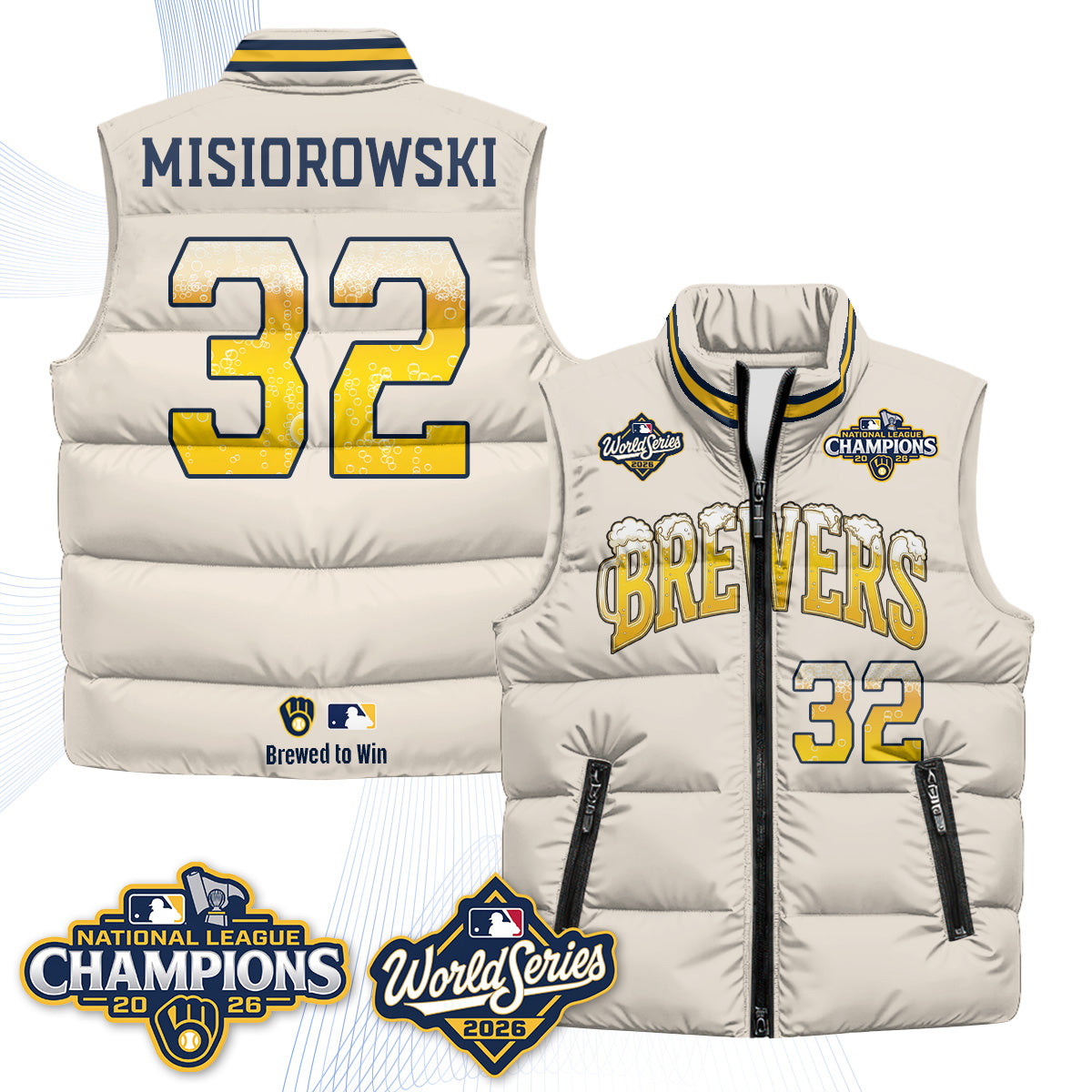 MIL "Pitcher & Pint" 2026 NL Champions Puffer Vest - Printed
