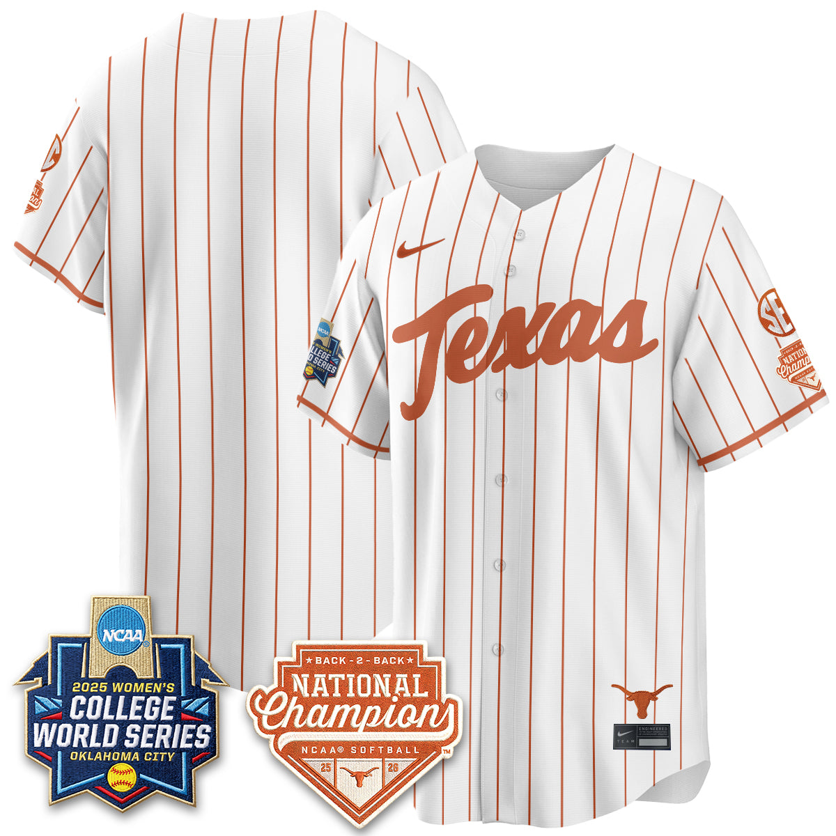 Texas Longhorns Softball 2026 World Series (WCWS) Vapor Premier Limited Jersey - B2B Champs - All Stitched