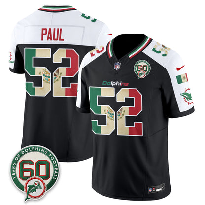 Miami Dolphins Mexico Edition Vapor Jersey - Stitched