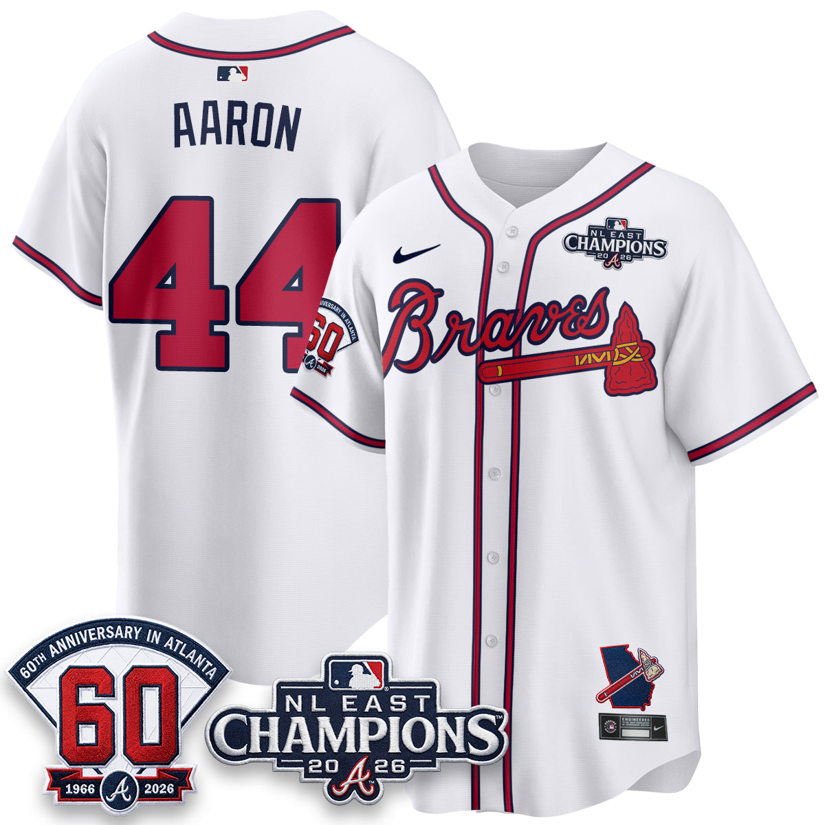 Atlanta Braves 2026 NL East Champs Vapor Jersey - Stitched