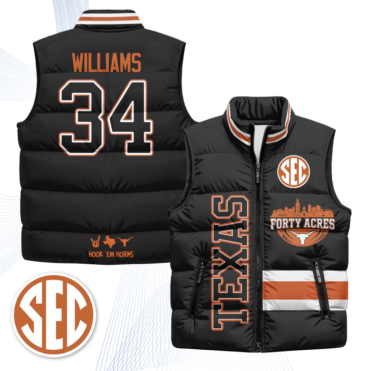 TEX "Forty Acres" Puffer Vest - Printed