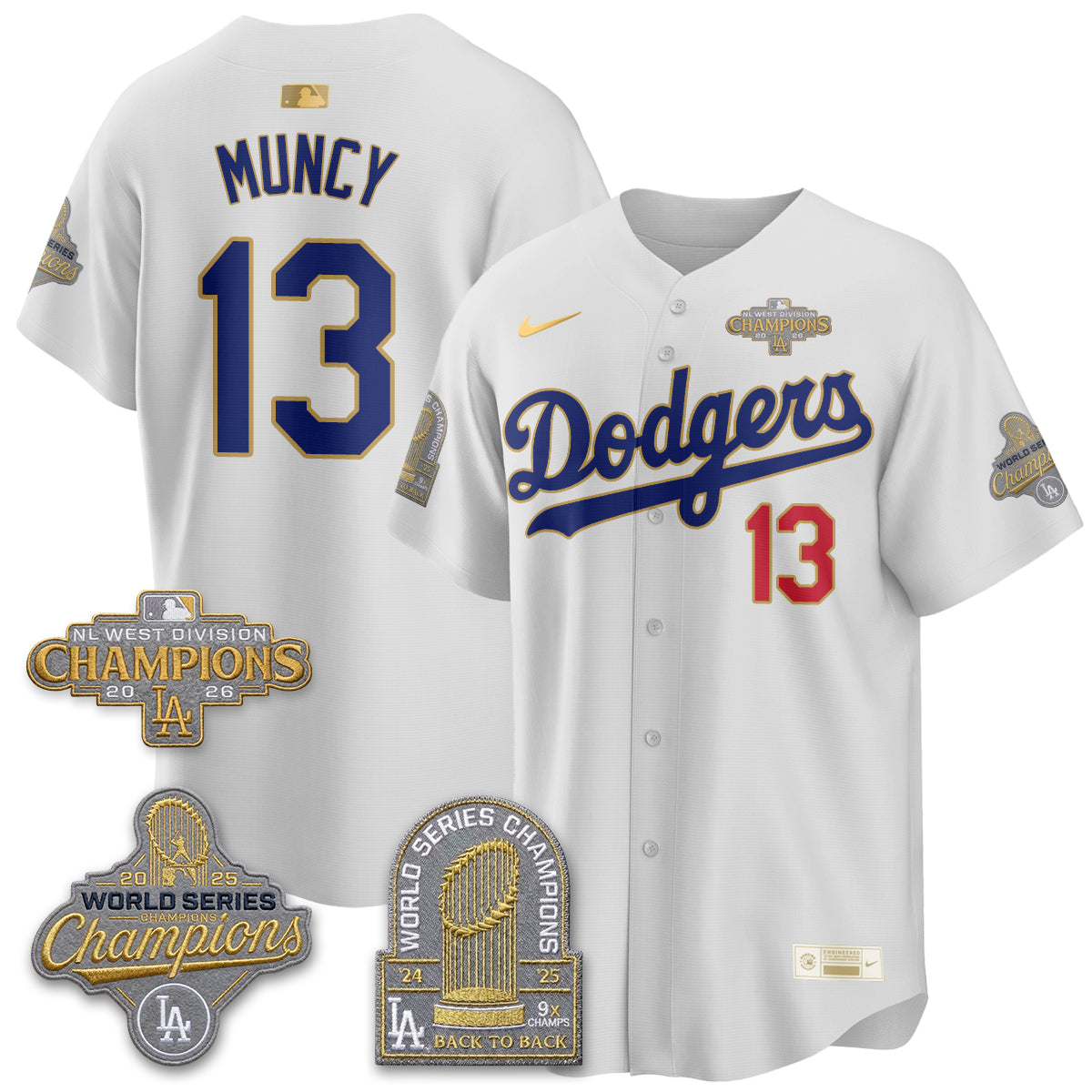 Los Angeles Dodgers 2026 NL West Champs Gold Vapor Jersey- Stitched