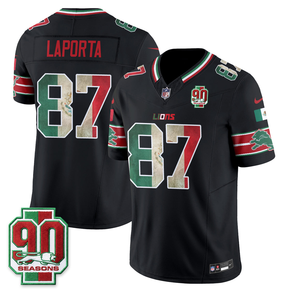 Detroit Lions Mexico Edition Vapor Jersey - Stitched