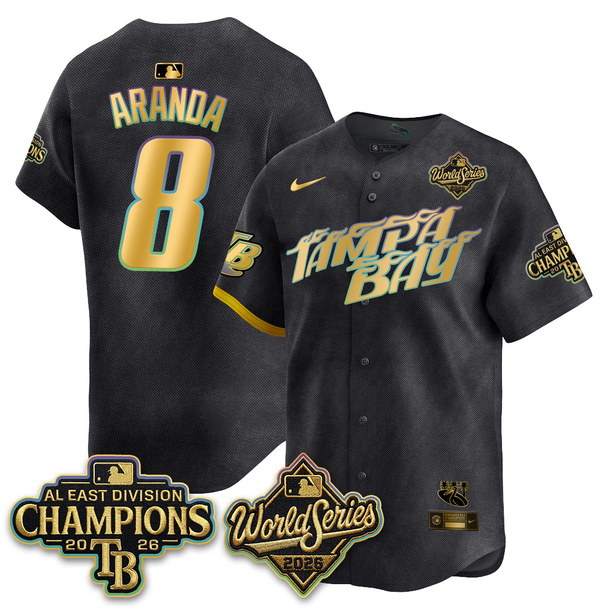 TB 2026 AL Champions Gold Edition Vapor Jersey - Stitched