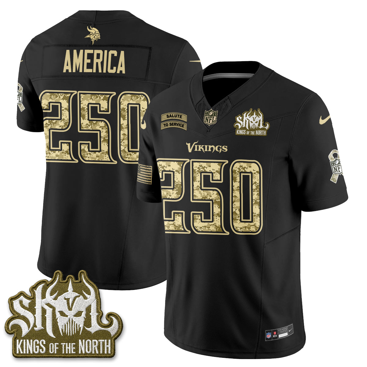 Minnesota Vikings 2026 Salute to Service V2 Vapor Jersey - Stitched