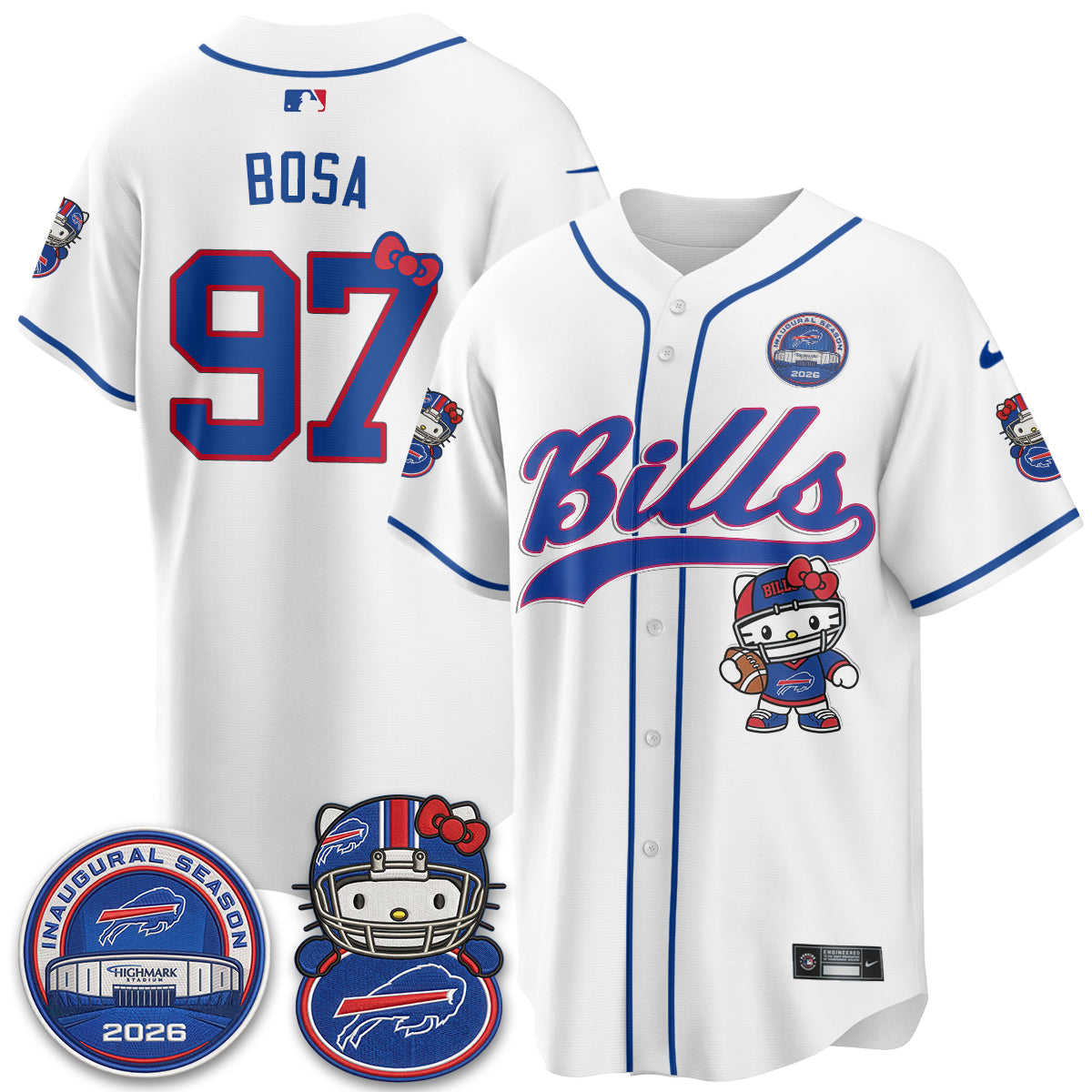 Buffalo Bills x Meow  Vapor Baseball Jersey - Stitched