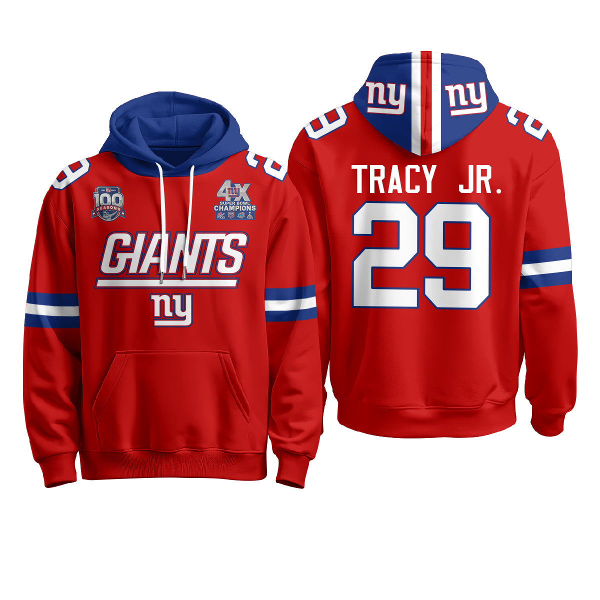 New York Giants 4X Champs S.Bowl Hoodie - Stitched