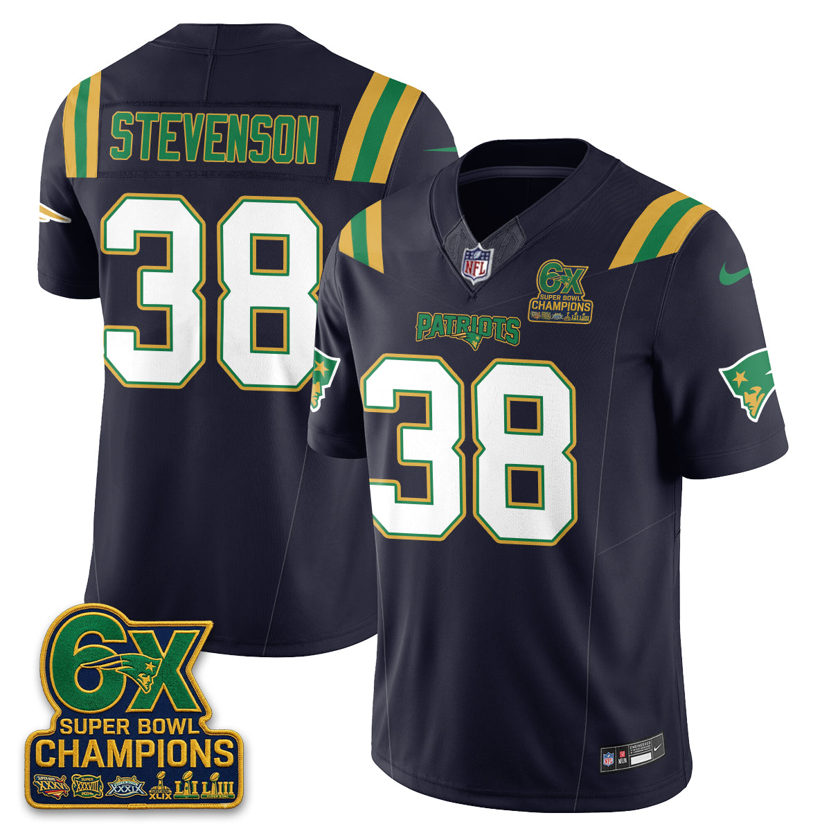 New England Patriots Irish Edition Vapor Jersey - Stitched