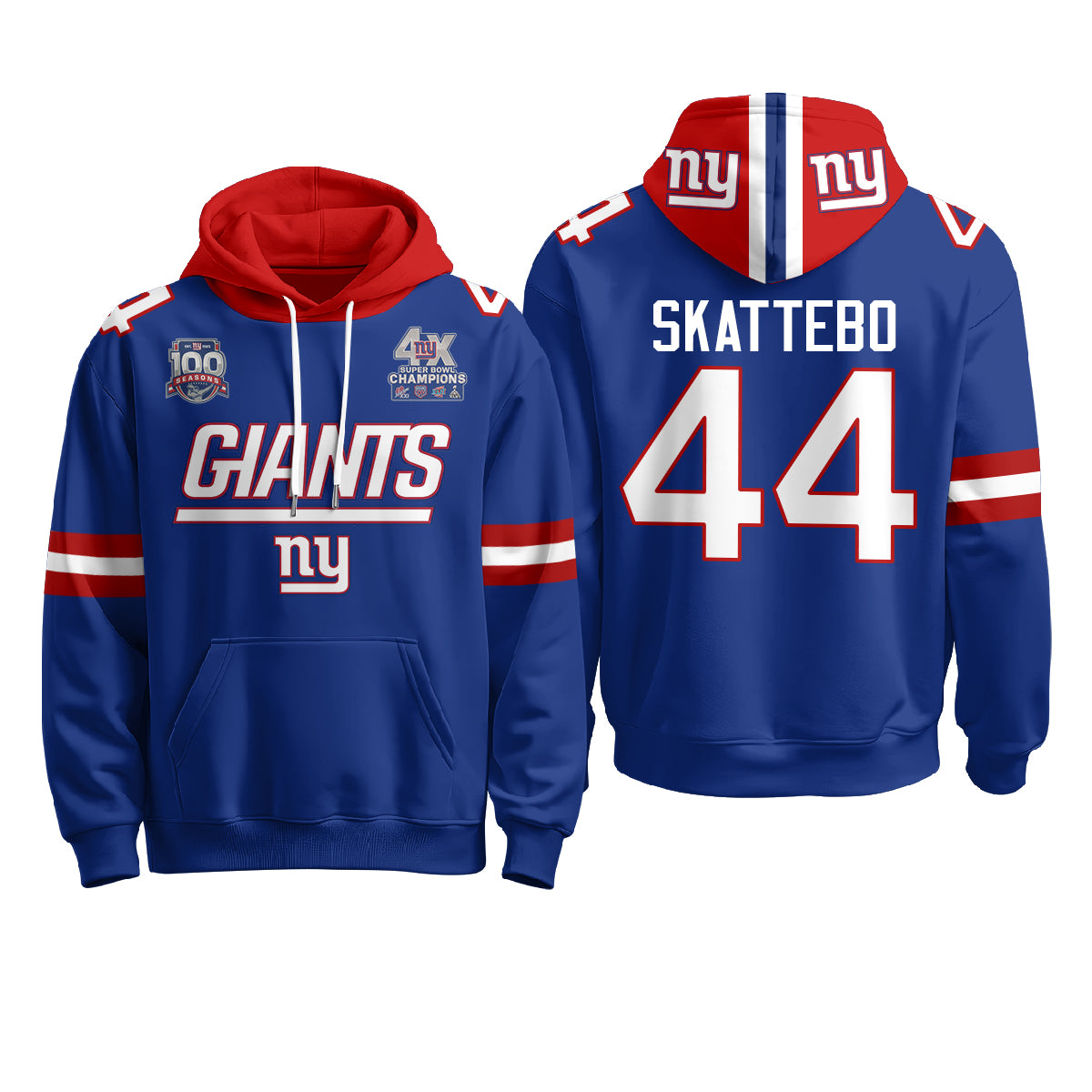 New York Giants 4X Champs S.Bowl Hoodie - Stitched