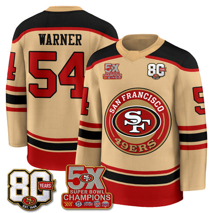 San Francisco 49ers 4X Champs Hockey Jersey - Stitched