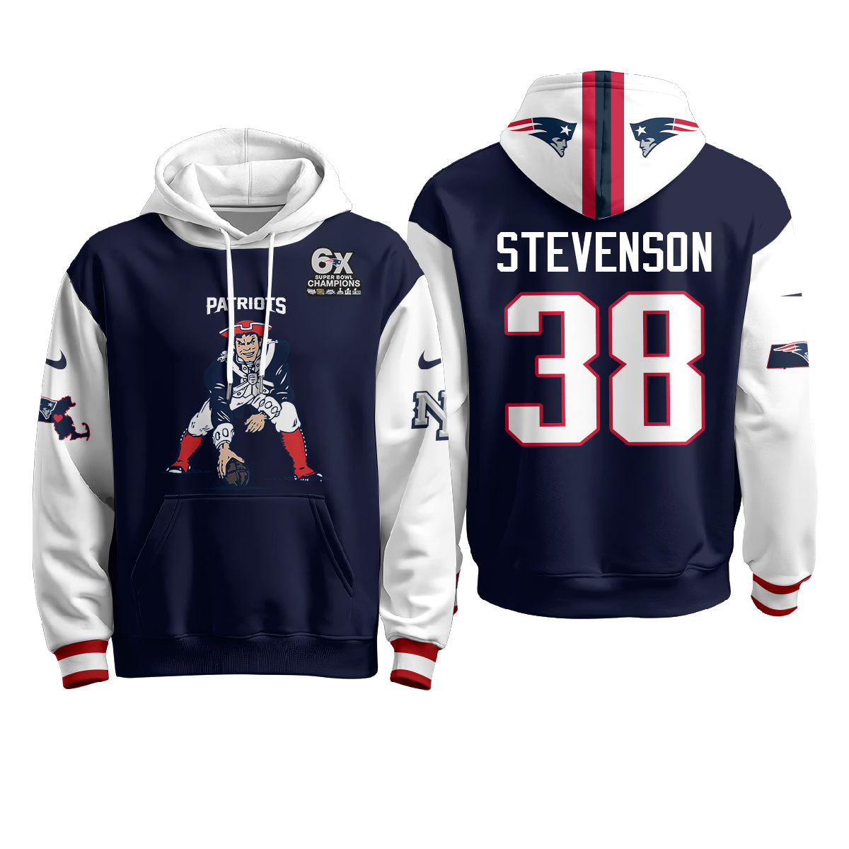 New England Patriots Minuteman Edition Fleece Hoodie - Printed