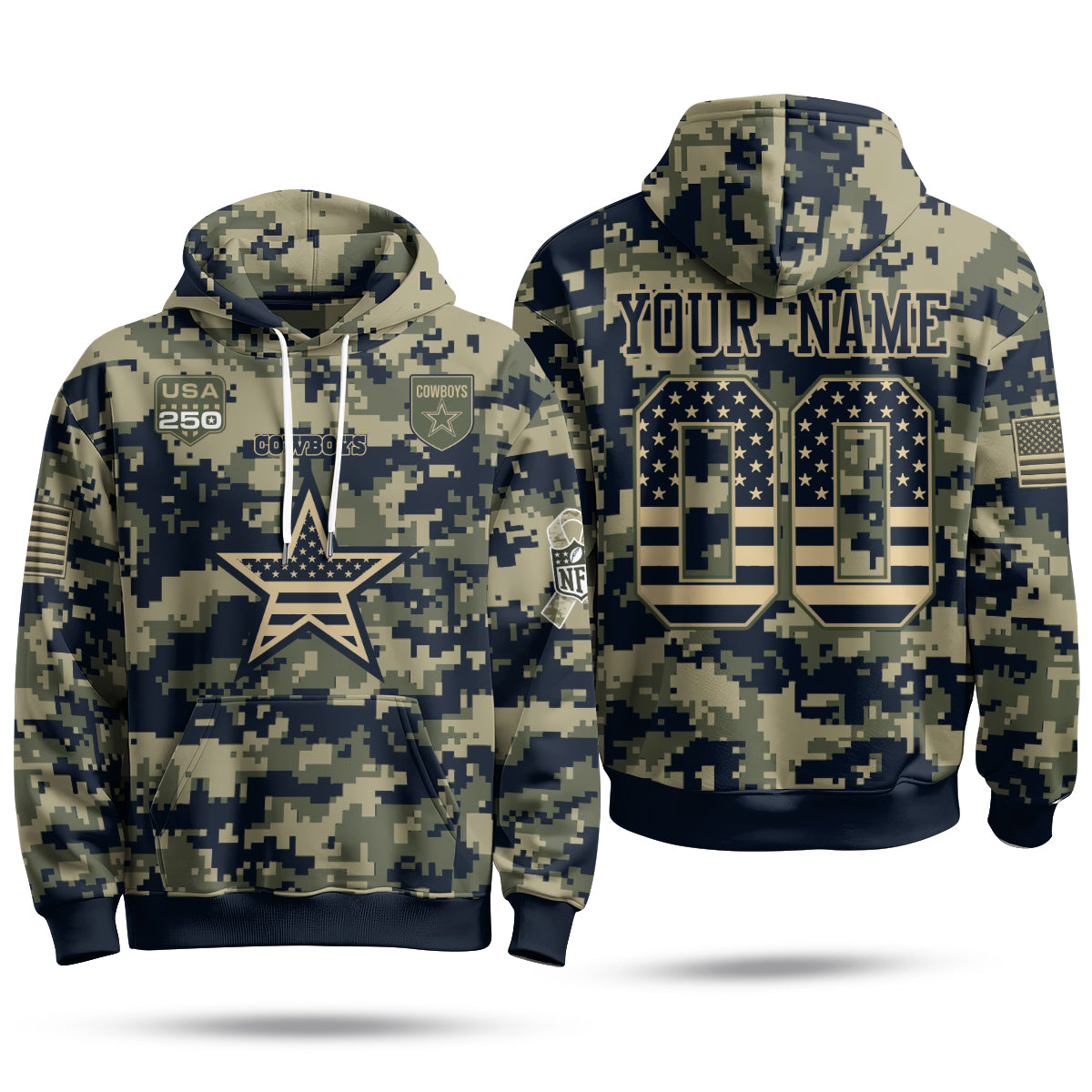 DAL 2026 Salute To Service Edition Pullover Custom Hoodie - Printed