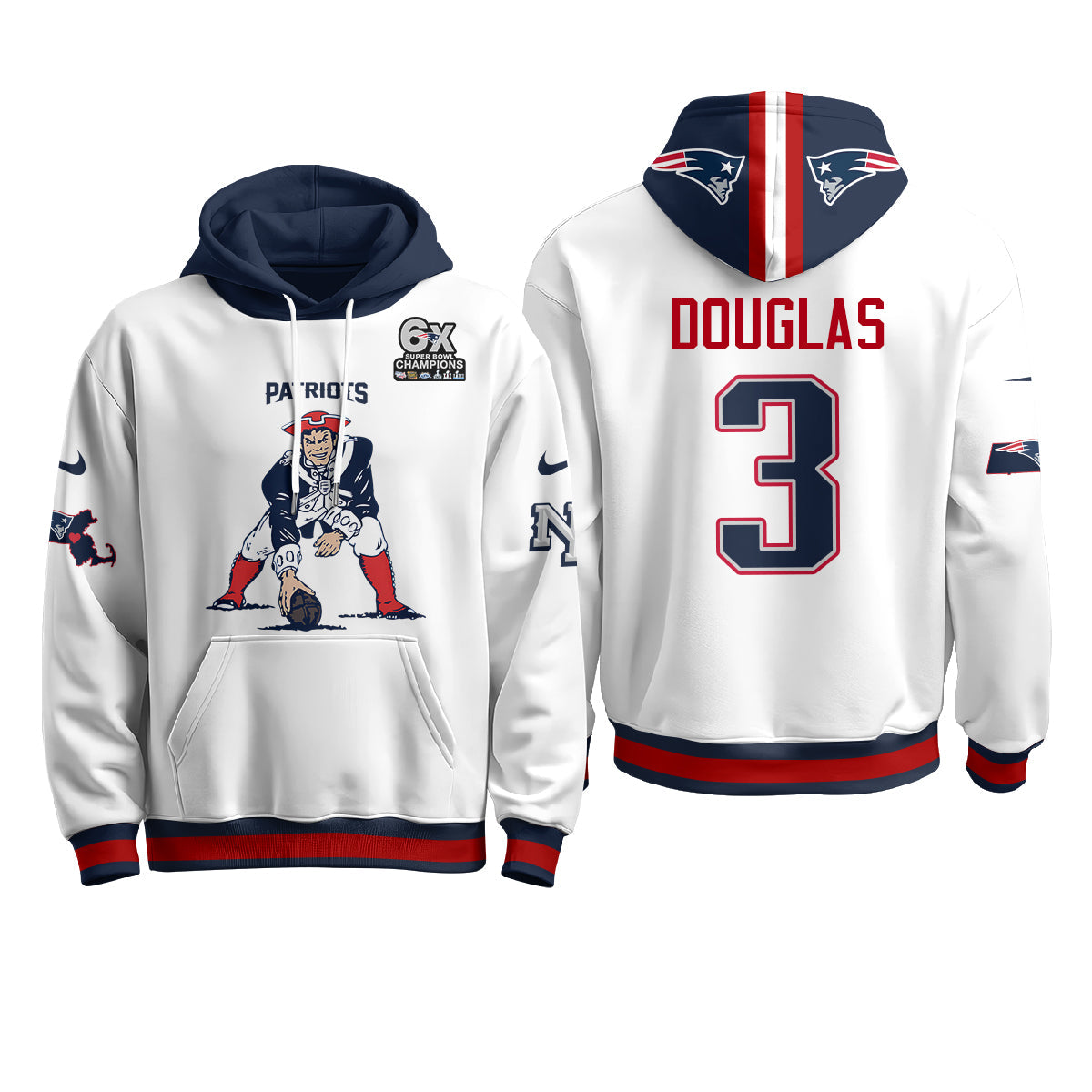 New England Patriots Minuteman Edition Fleece Hoodie - Printed