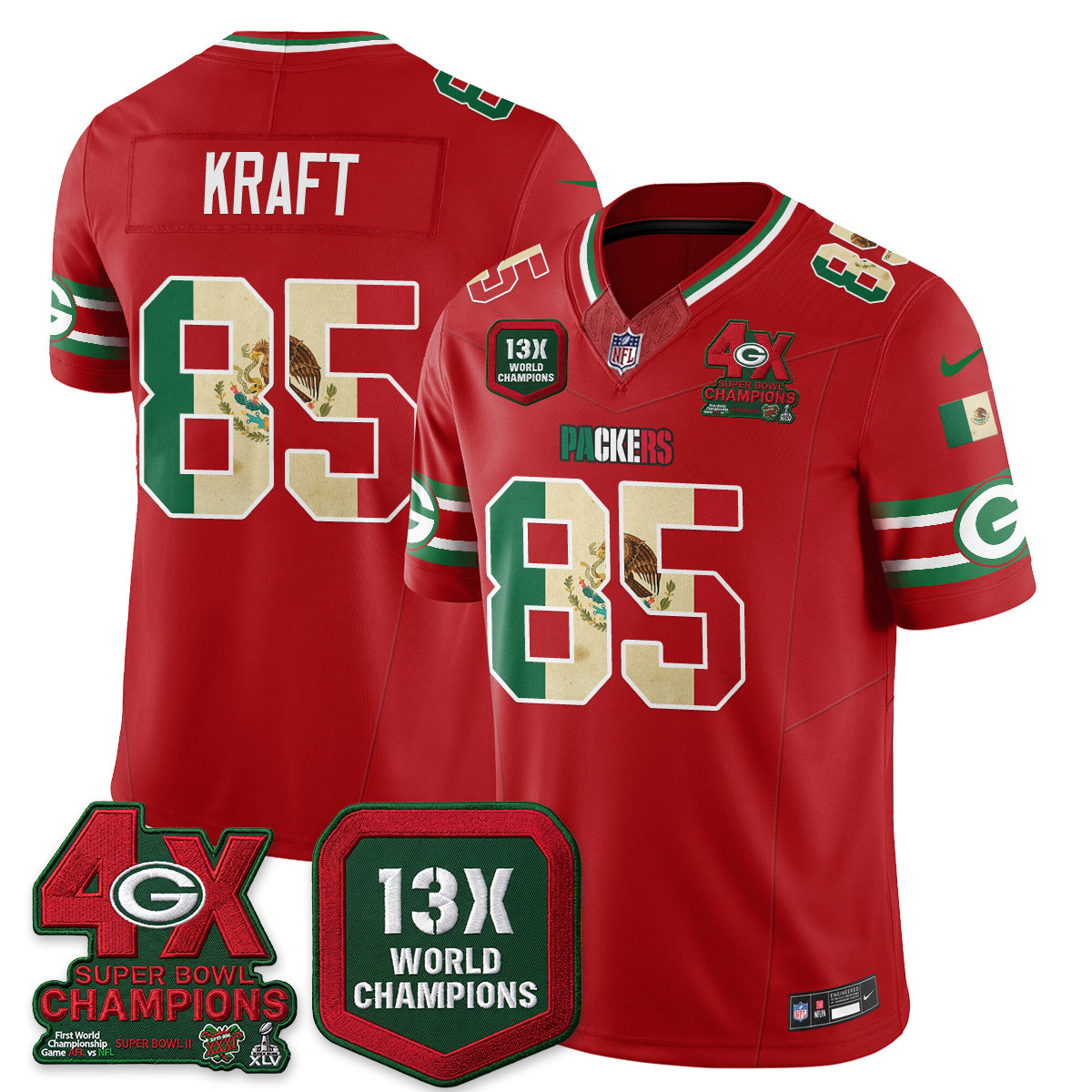 Green Bay Packers Mexico Edition Vapor Jersey - Stitched