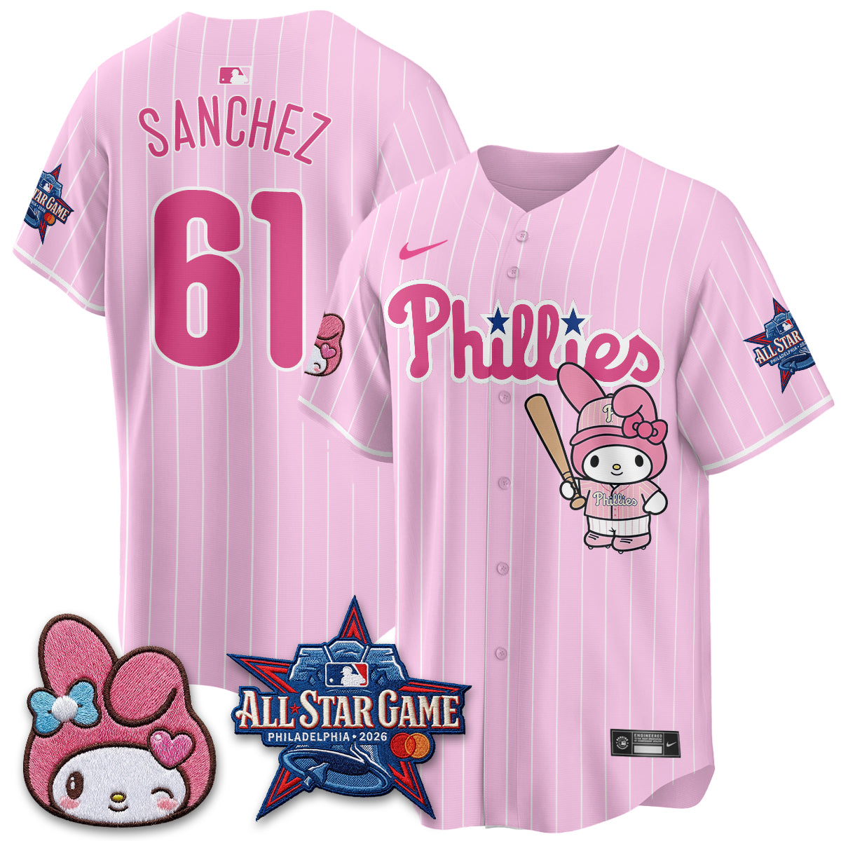 Philadelphia Phillies x Pink Sanrio Friends Edition Vapor Jersey - Stitched
