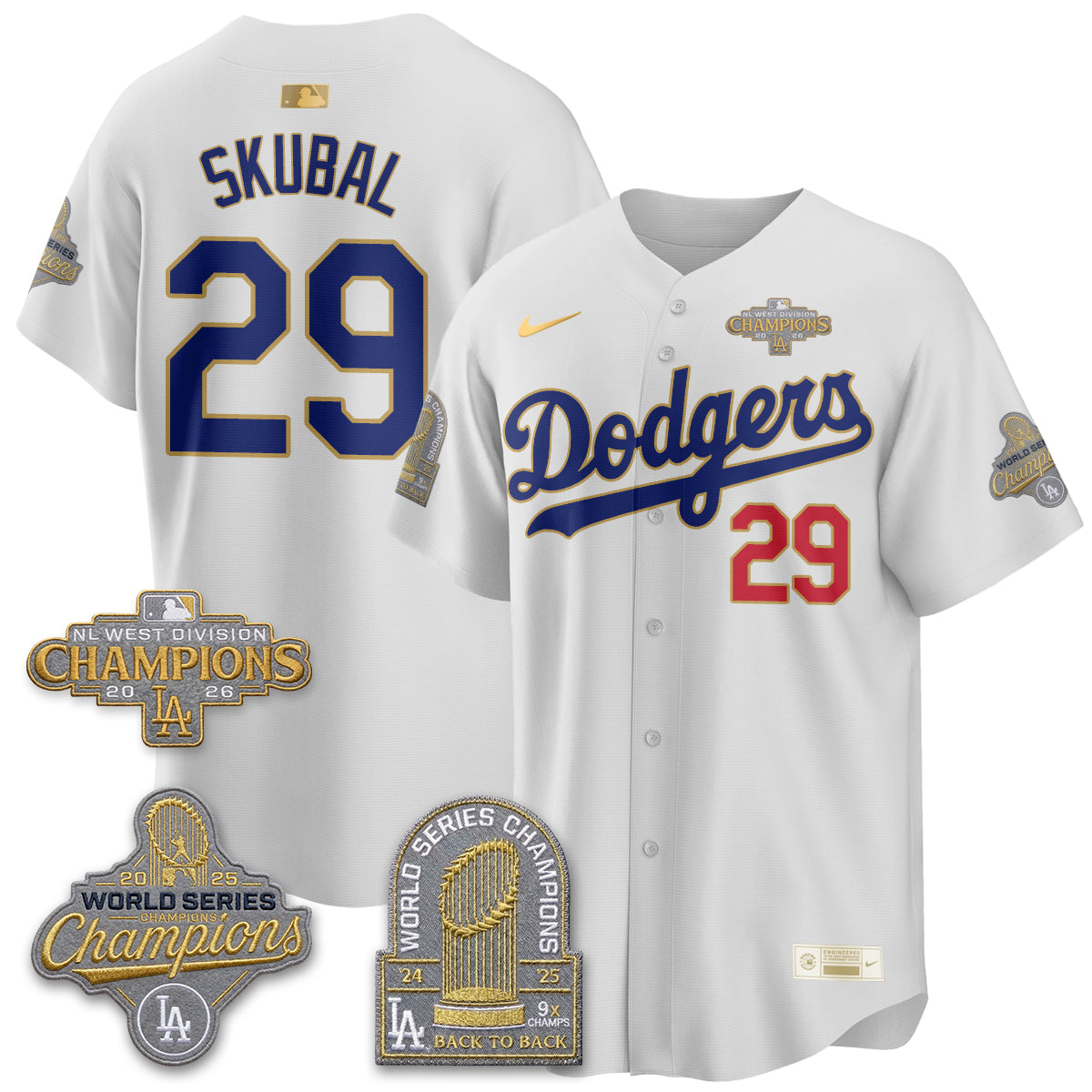 Los Angeles Dodgers 2026 NL West Champs Gold Vapor Jersey- Stitched