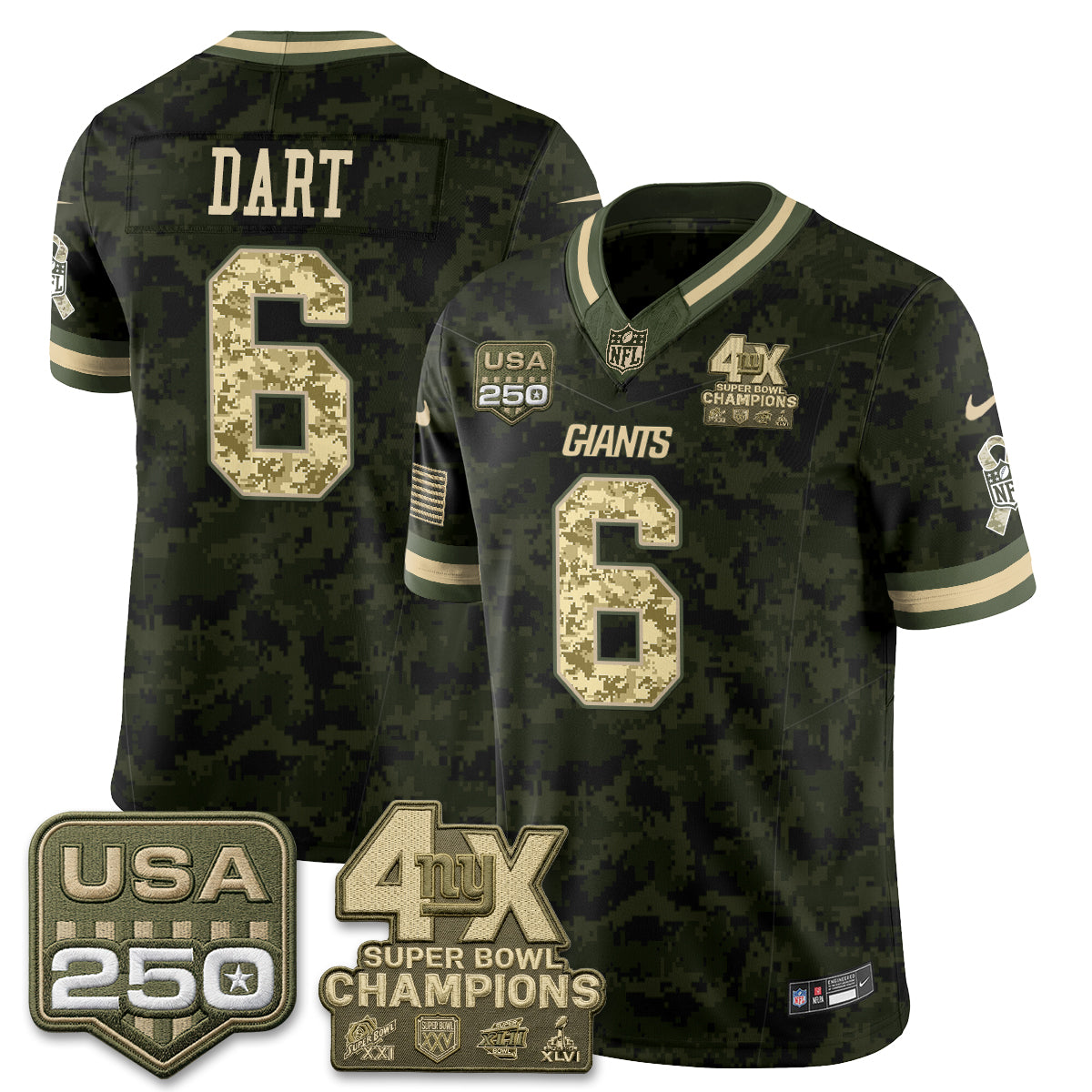 New York Giants 2026 Salute To Service Vapor Jersey - Stitched