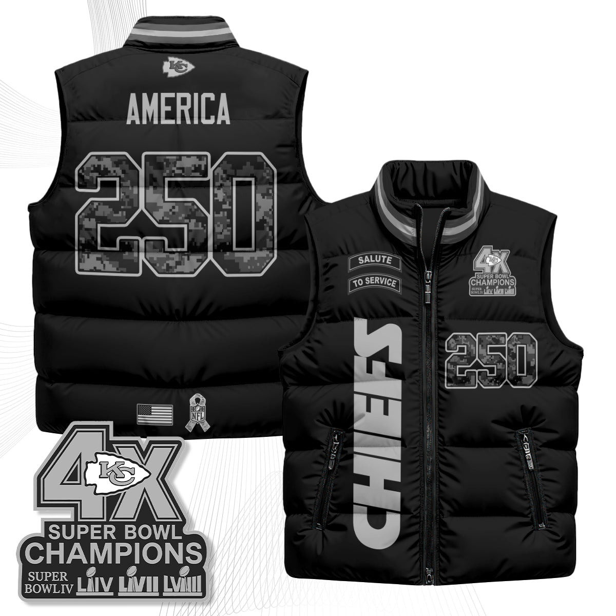 KC 2026 Salute to Service Puffer Vest - Printed