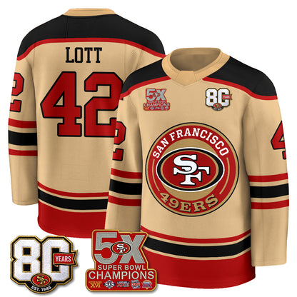 San Francisco 49ers 4X Champs Hockey Jersey - Stitched