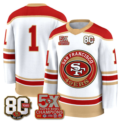San Francisco 49ers 4X Champs Hockey Jersey - Stitched