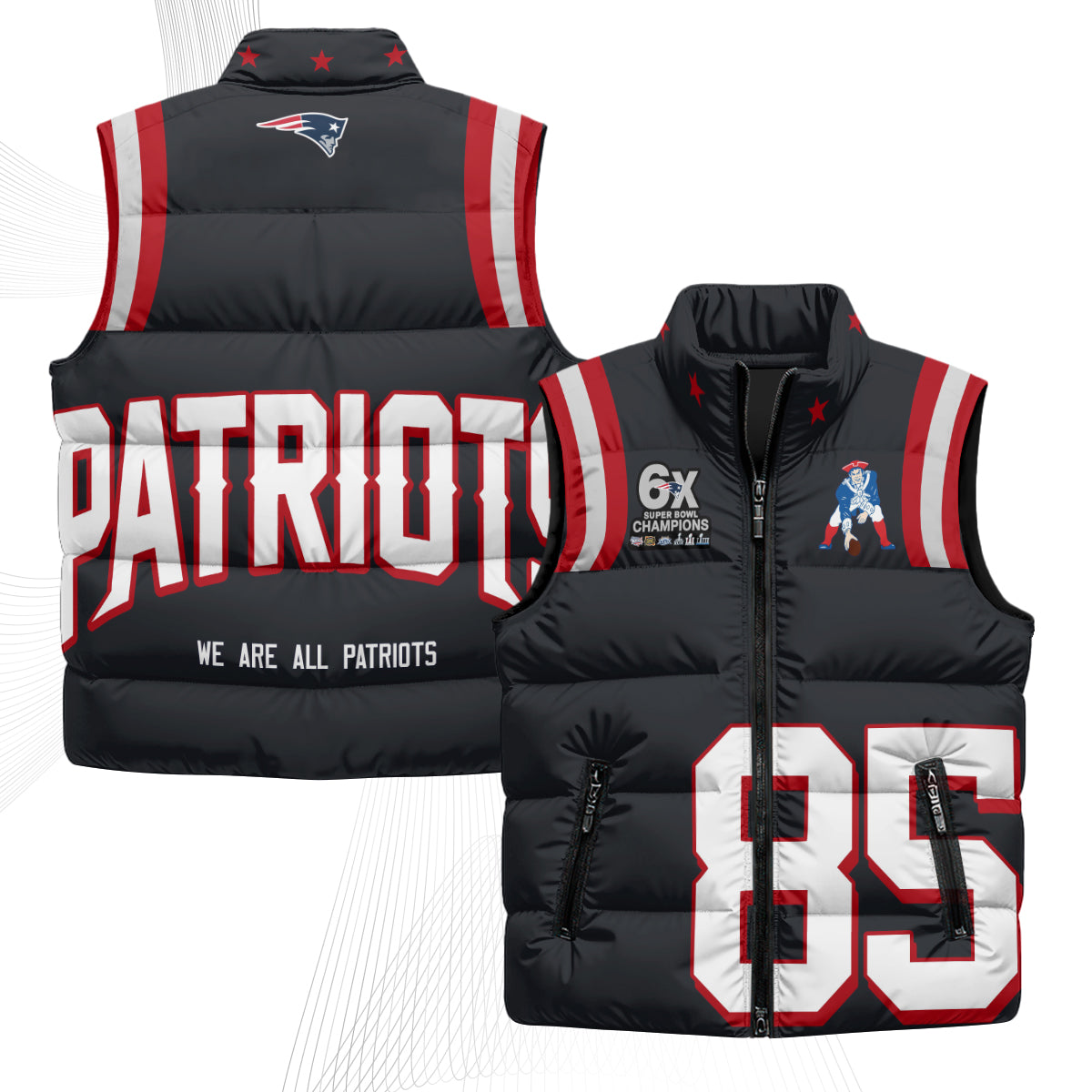 New England Patriots Rivalries Puffer Vest - Printed