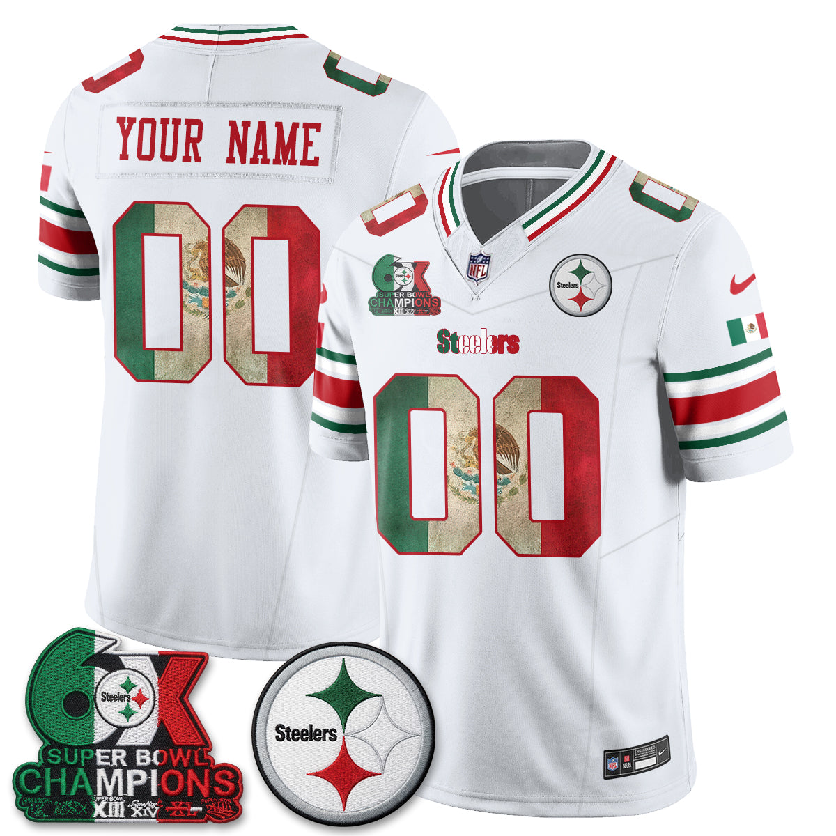Pittsburgh Steelers Mexico Edition Vapor Custom Jersey - Stitched