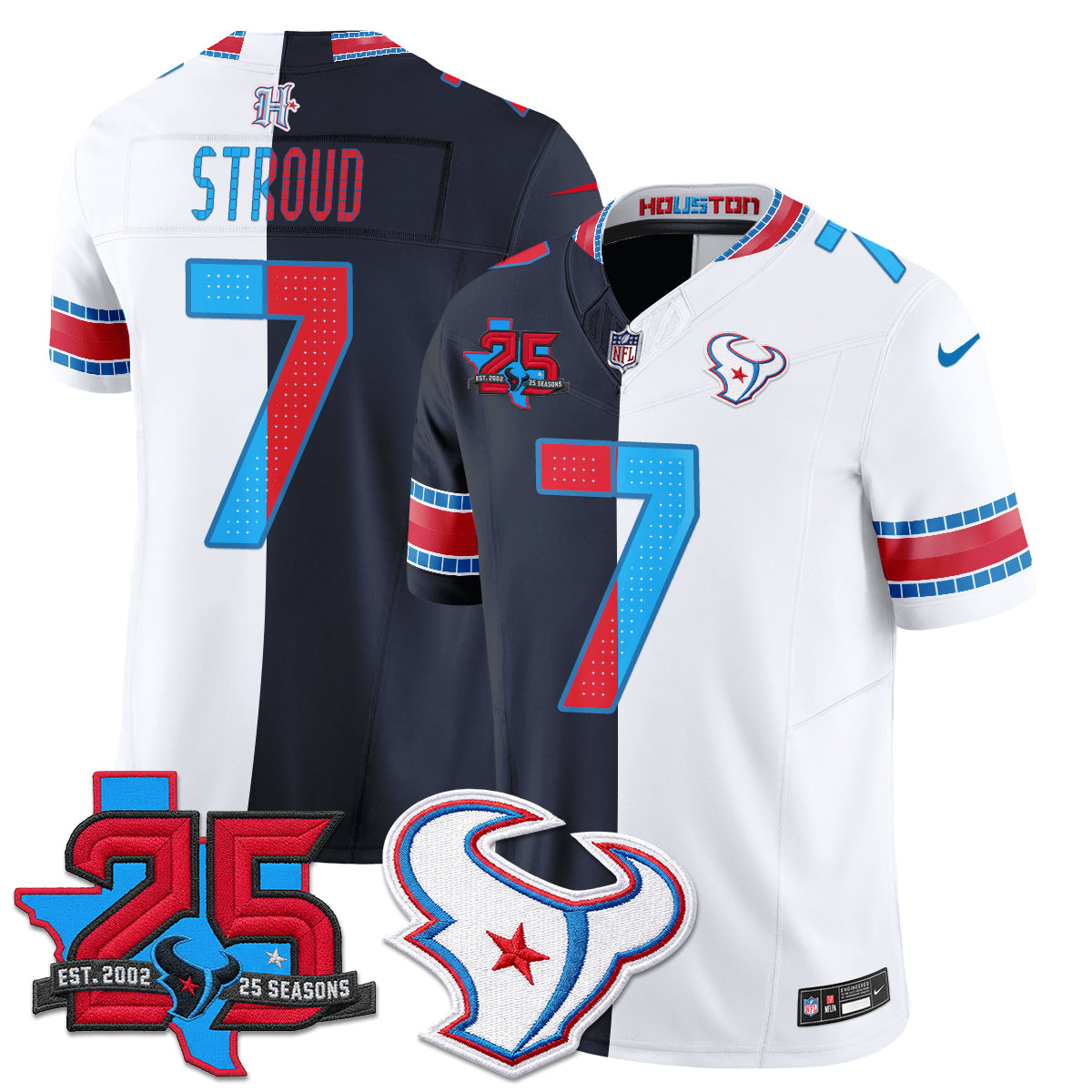 Houston Texans 2026 Rivalries Split Vapor Jersey - Stitched