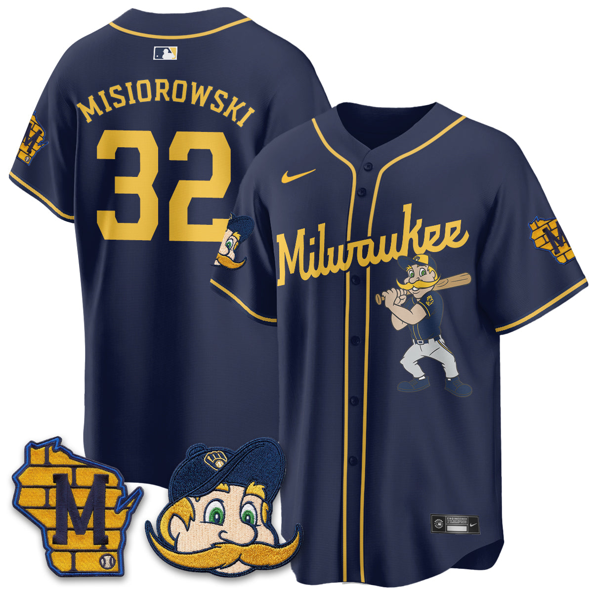 Milwaukee Brewers Bernie Edition Vapor Jersey - Stitched