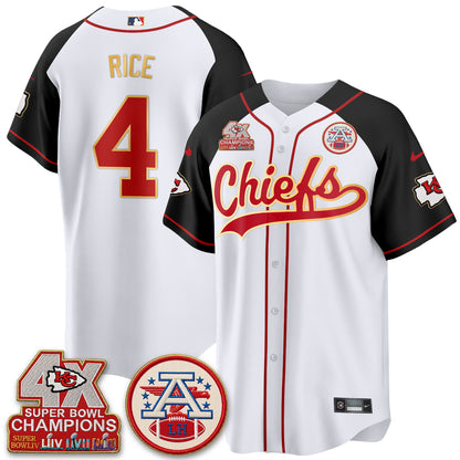Kansas City Chiefs 4X Champs Gold Trim Edition Vapor Baseball Jersey - Stitched