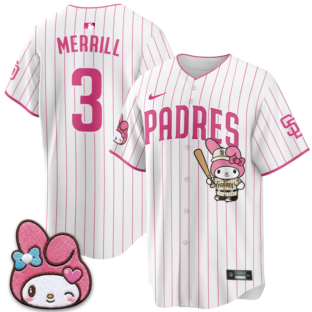 San Diego Padres x Pink Sanrio Friend Vapor Jersey - Stitched