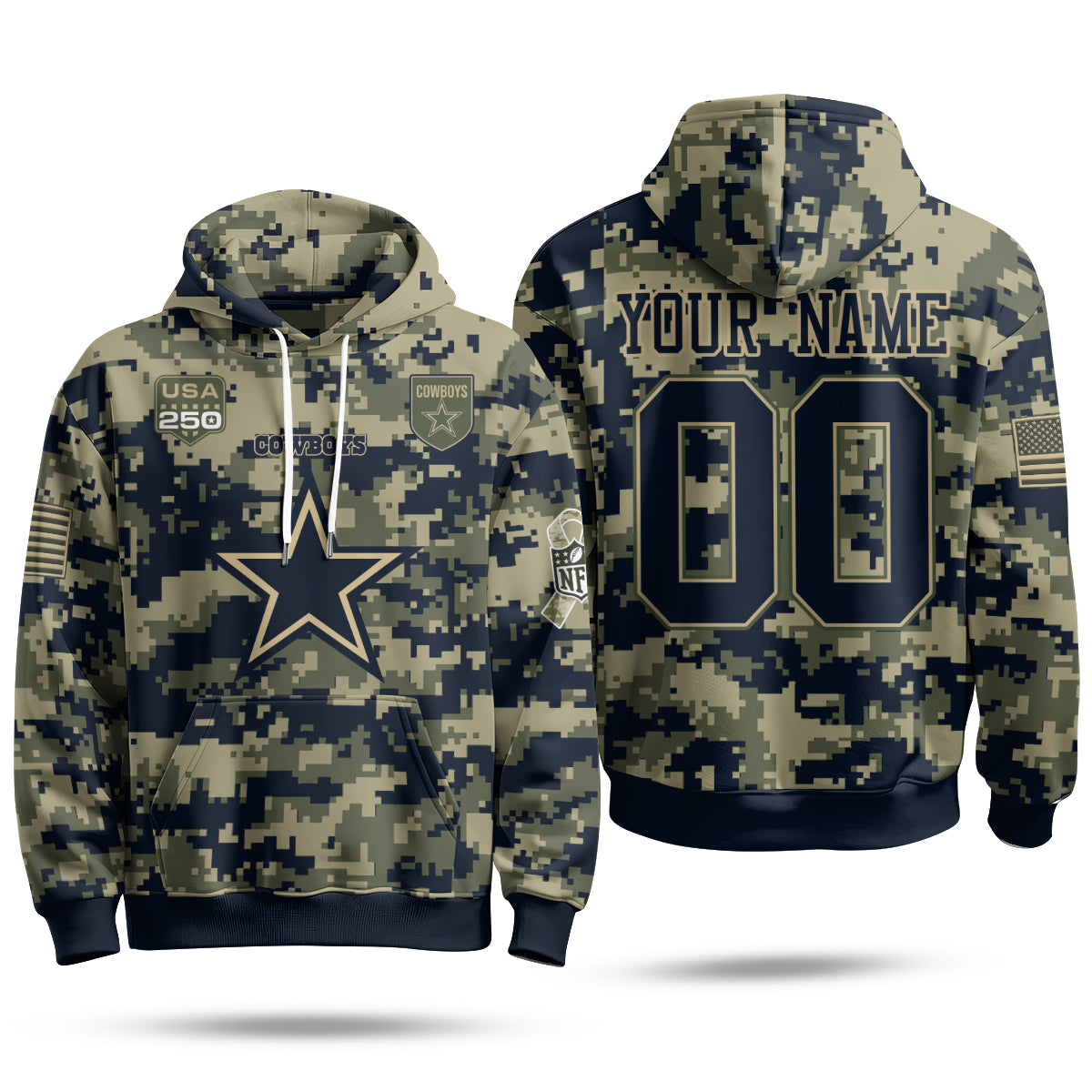 DAL 2026 Salute To Service Edition Pullover Custom Hoodie - Printed