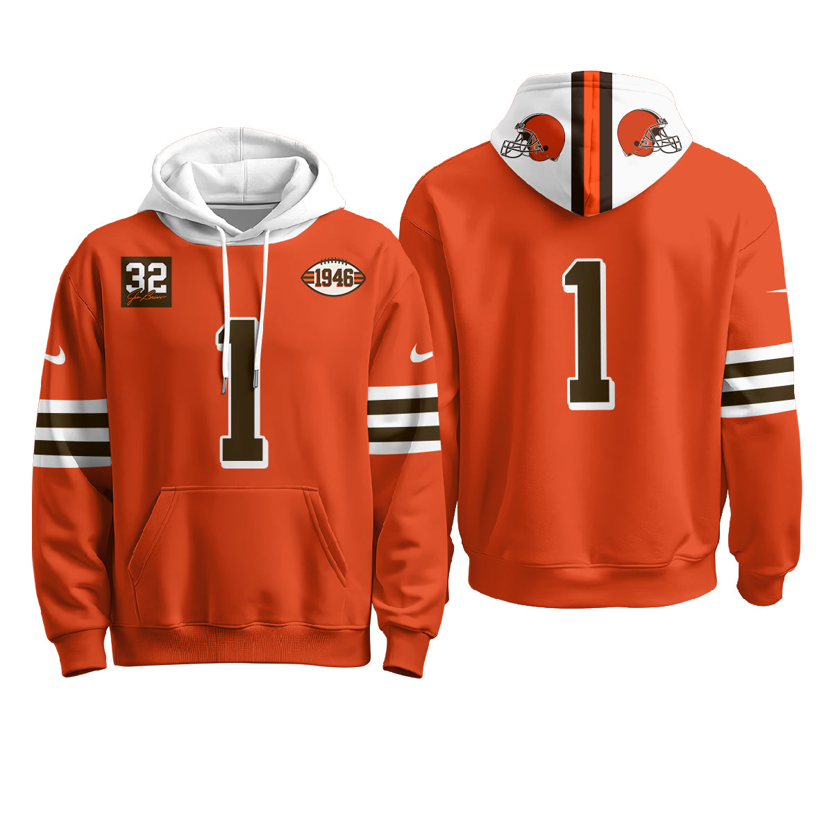 Cleveland Browns 1946 Anniversary Patch Hoodie - Stitched
